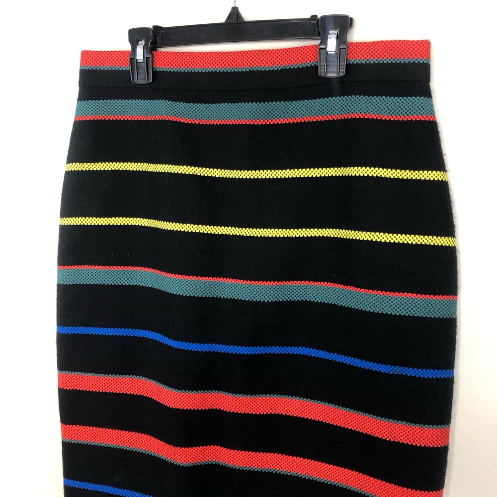 New Givenchy Basket Weave wool stripe pencil skirt black red stripe - Picture 4 of 12